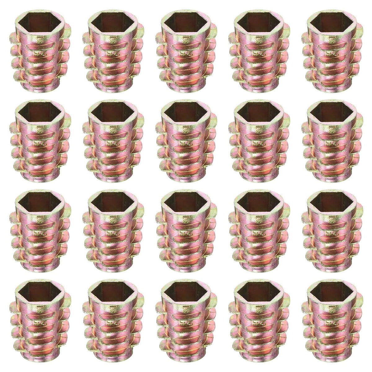 30Pcs Hex Threaded Inserts, M10-1.5x20 Zinc Alloy Hex-Flush Thread Insert, Furniture Threaded Insert Nuts, Hex Socket Drive Threaded Insert Bolt for Wood Furniture Assortment