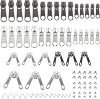 #3#5#8 Zipper Repair Kits, 84Pcs - 39Pcs Metal Zipper & 30Pcs U Shape Top Stops &15Pcs Bottom Stoppers for Bags Coats Zippers Replacing