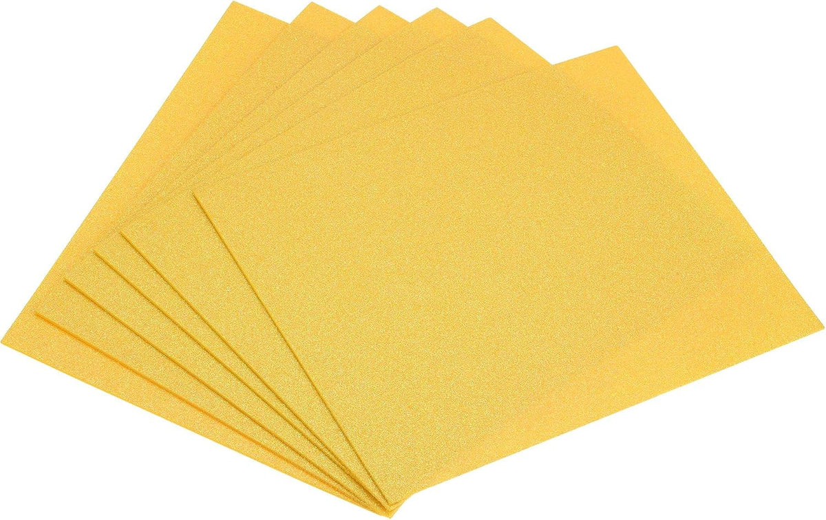 LinkMejor Yellow Shiny EVA Foam Sheets 11 x 8 Inch 2mm Thick for Crafts DIY Projects 6 Pcs