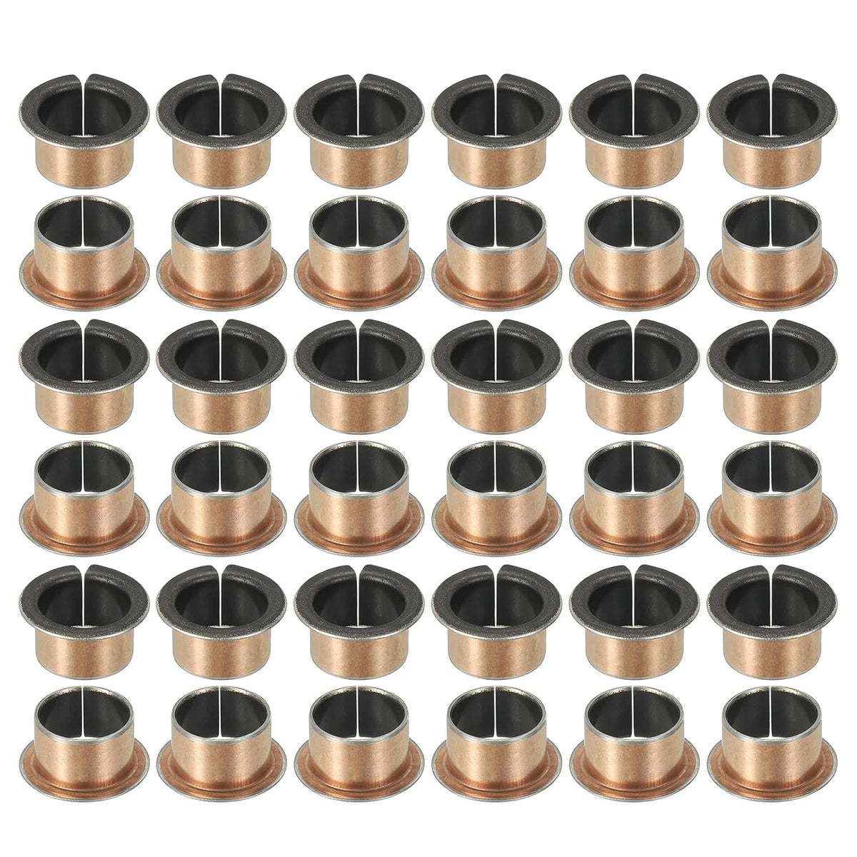 40Pcs Flanged Sleeve Bearing, 16mm Bore x 18mm OD x 12mm Length, 24 x 1.0mm Flange Dia x t Sintered Bronze Bushings Self-Lubricating Bearings for Industrial Equipment