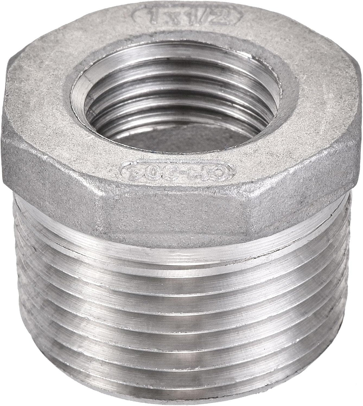 Reducer Hex Bushing, 304 Stainless Steel 1NPT Male to 1/2NPT Female, Reducing Forging Pipe Hose Adapter Fitting