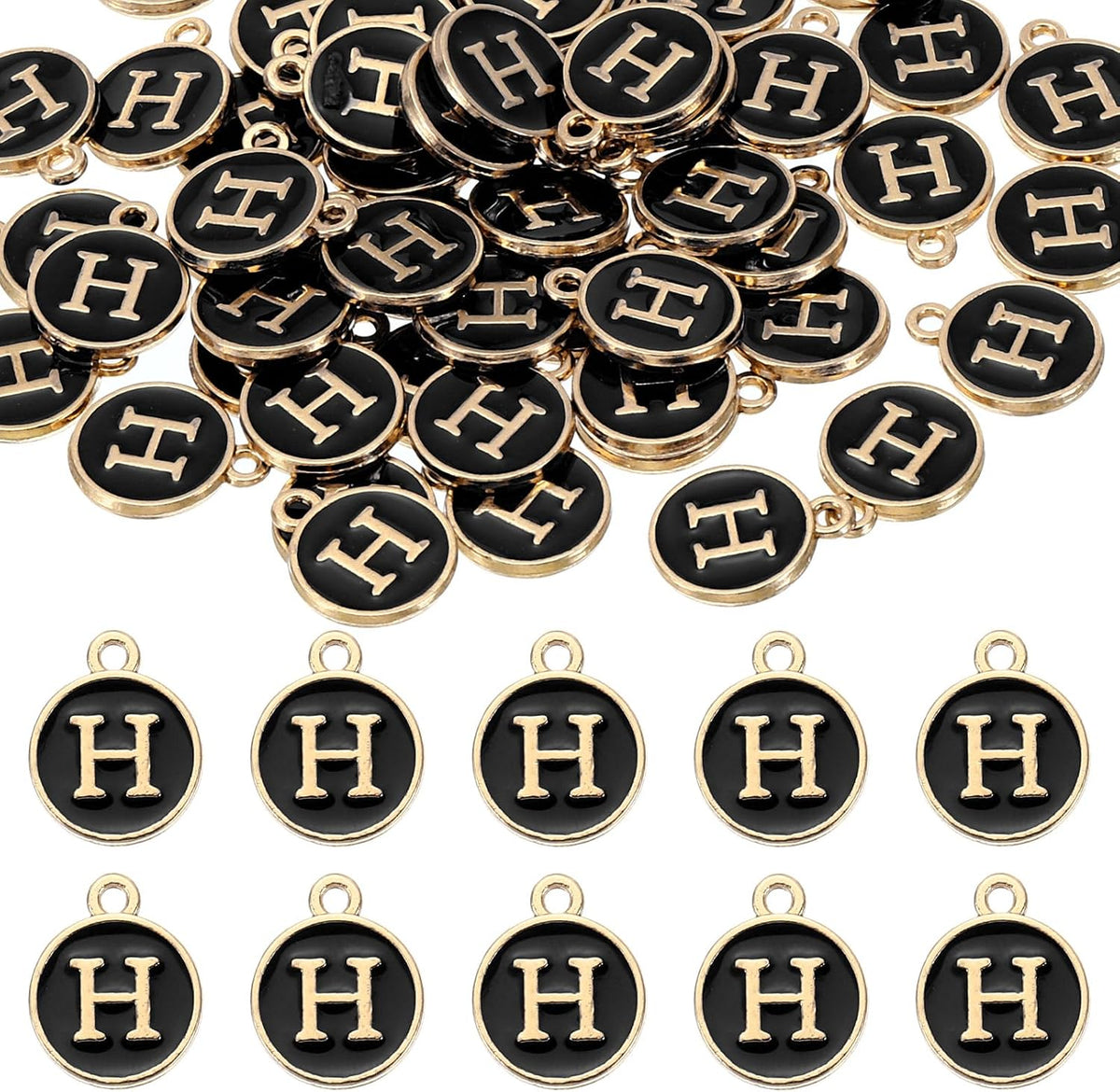 Letter Charm, Enamel Letter Pendants, Alphabet Pendants Double Sided Beads Charm for DIY Bracelet Necklace Pendants Earring Jewelry Making