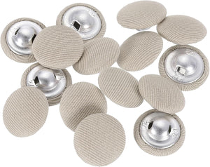 20Pcs Fabric Cloth Covered Button, 15mm 24L Metal Shank Round Sewing Buttons Fabric Covered Button for Coat Dress Sweater Hats Crafts Making, Khaki