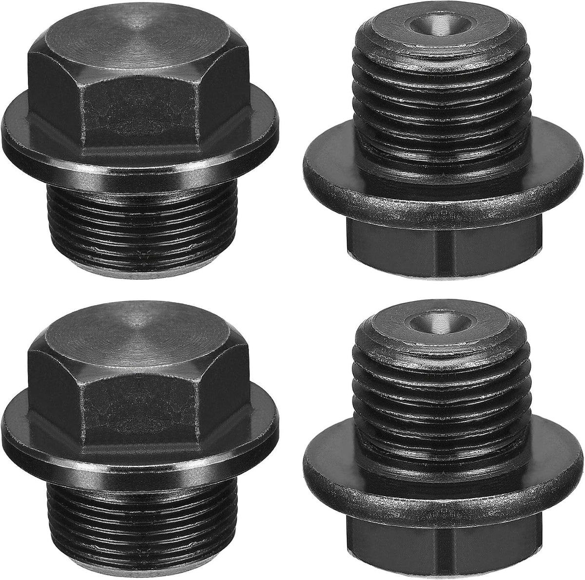 Outer Hex Head Socket Pipe Fitting Plug M16x1.5 Male Thread Carbon Steel 4Pcs for Terminate Pipe Ends