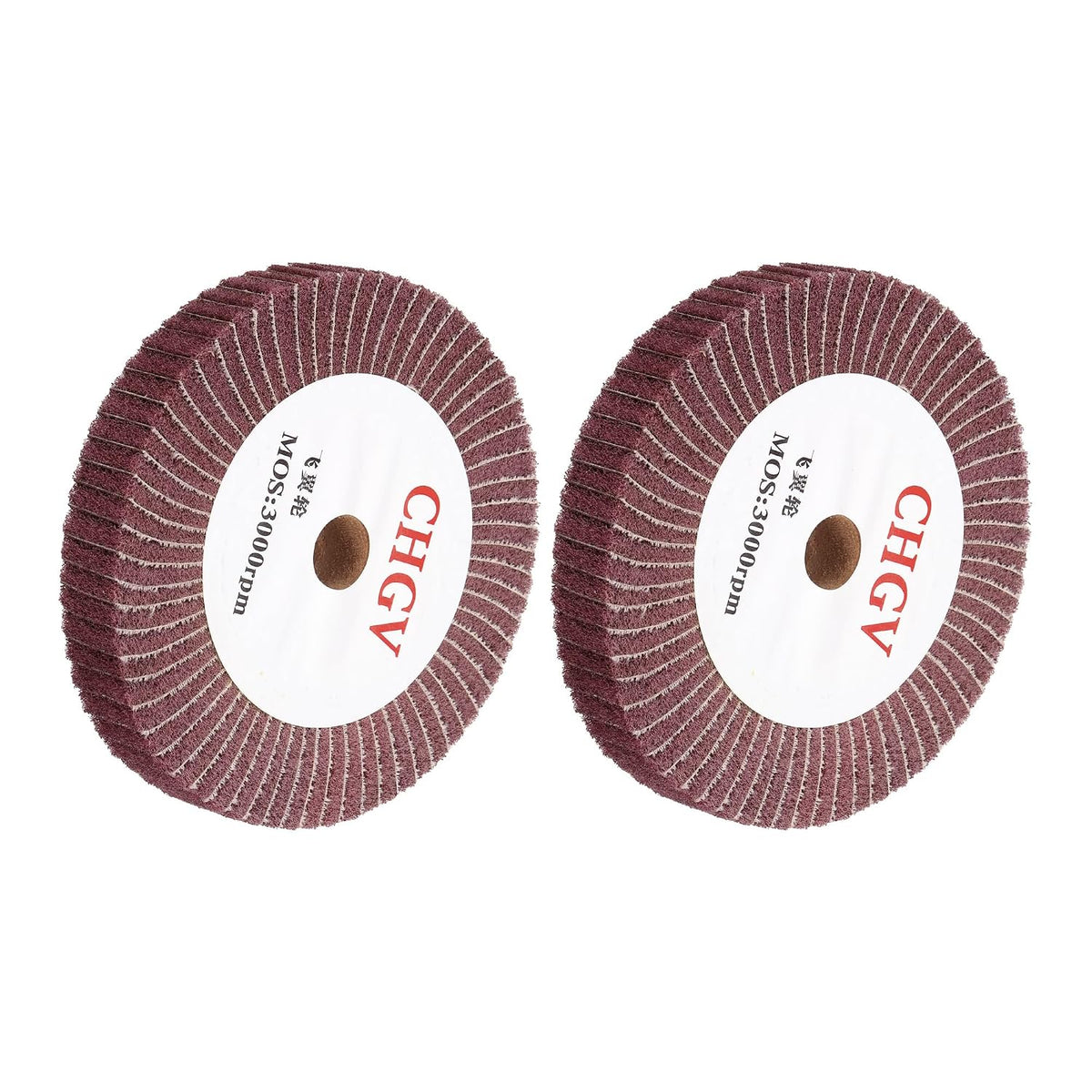 2pcs 150mm x 25mm 320 Grit Non-Woven Polishing Burnishing Wheel Abrasive Cloth Nylon Wire Drawing Flap Wheel for Stainless Steel Metal Red