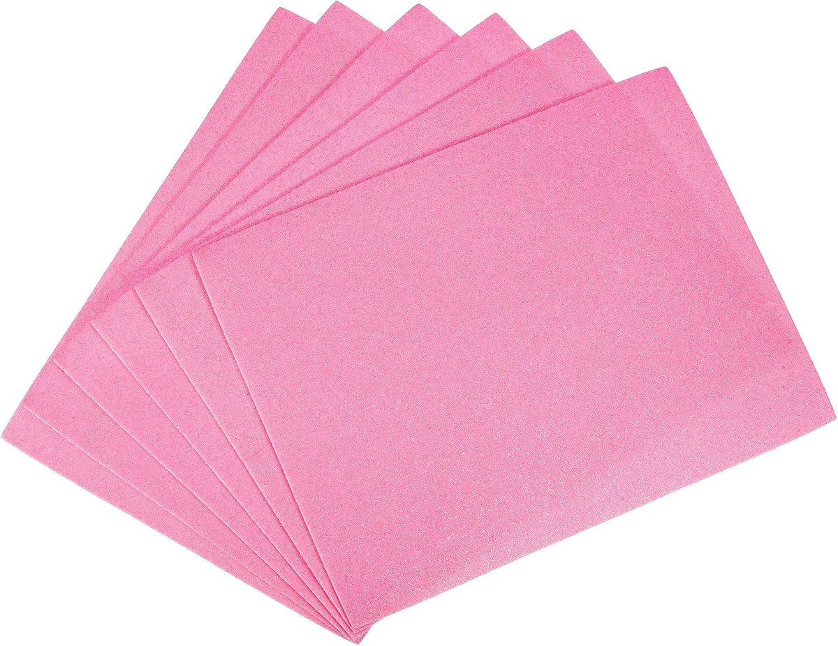 LinkMejor Pink Shiny EVA Foam Sheets 11 x 8 Inch 2mm Thick for Crafts DIY Projects 6 Pcs
