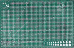 A3 Self-Healing Cutting Mat, 18" x 12" Non-Slip Double Sided with Grid PVC Desk Mat for Model Building Rotary Cutting Board Green 2Pcs