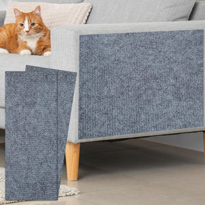 Self-Adhesive Cat Scratching Mat, 2 Rolls 39.4" x 15.8" Couch Protector from Cat Claws for DIY Sofa, Wall, Doors, Cut Anti Cat Scratch Pad Carpet Mat, Light Gray