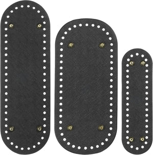 Leather Bag Bottom Shaper, 3 Sizes DIY PU Purse Shaper Bag Bottom with Hole for Purse DIY Bag Making Accessories, Black