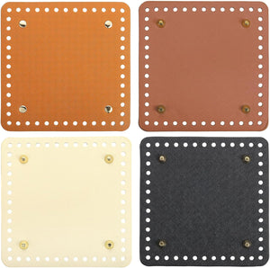 4Pcs Square Leather Bag Bottom Shaper, 15cm/5.9" DIY PU Purse Shaper Bag Bottoms with Hole for Purse DIY Bag Making Accessories, Multicolor