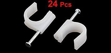 24 Pcs Clip de Unha Circular de Plástico Branco para Cabo de 20mm Dia