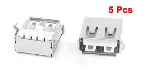 USB Female Type A 4-Pin DIP Right Angle Plug Jack Socket Connector, 5 Pieces