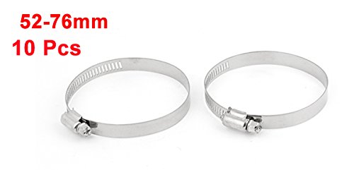 Adjustable Stainless Steel 52-76mm Gear Hose Clamp 10 Pcs