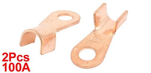 Open Copper Crimp Terminal Wire Lugs with 2 Piece, 9 mm Ring for 5/16 Stud, 100 Amp