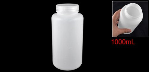a13042200ux0152 Laboratorio kaksinkertainen korkki vedenpitävä muovinen leveä suuaukon pullo kirkas valkoinen 1000mL