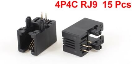 15 Pcs Obeskärda RJ9 4P4C NätverksModulär PCB Kopparkontakt Jackar Svart