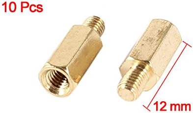 10 Peças de Espaçadores Hexagonais de Latão para Placas-Mãe de PC (PCB), Tamanho M3, Comprimento de 8+4mm