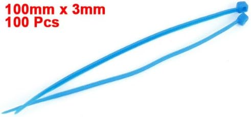 Węgłe do przenoszenia kabli elektrycznych z blokadą z plastiku, 100 x 3mm, 100 sztuk, niebieskie
