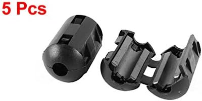 5stk UF50B Ferritringkern Ferritperler Clip RFI EMI Løse Lyd Anti-Interferens Kabelfastgørelse til 5mm Diameter Kabelføring, Sort