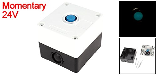 Caixa de controle de botão de pressão SPDT Momentary Action a14060900ux0952, para lâmpada, alimentação DC 24V, cor azul