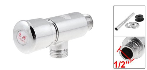 LinkMejor Silver Tone G1/2'' Male Thread Stop Self Closing Delay Angle Valve