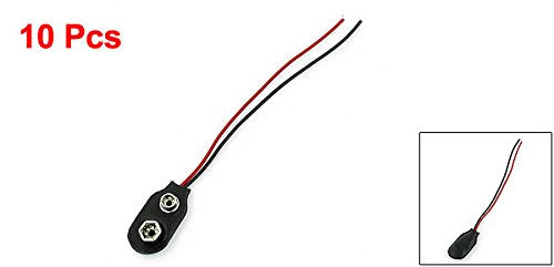 A13110100ux0258 Przylepka baterii 9V (9 Volt) Typ I Czarny z Kablem (Opakowanie 10 szt.)