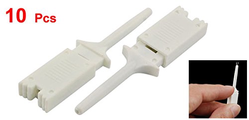 10 Pcs Plastic Multimeter Test Hook Clip Grabber White 1.9" for PCB Surface Mounted Devices IC