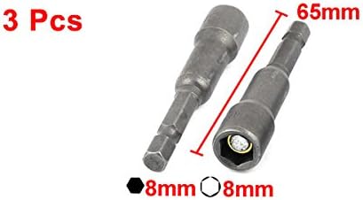 a15012000ux0161 13mm x 65mm 8mm Magnetic Head Hex Socket Nut Setters Driver Bits (3 Stykker)