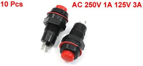 10 Pcs AC 250V 1A 125V 3A Bouton-Poussoir Temporaire Ronde Rouge