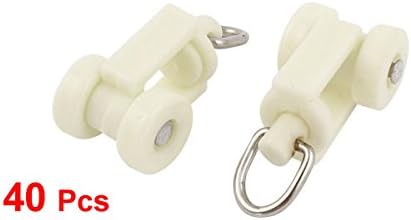White Plastic Curtain Track Rail Rollers 10mm Diameter Wheel 40 Pcs