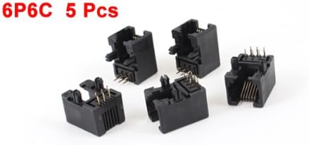 5 stk Sort Plast RJ12 6P6C Vinkelret Netværksmodul PCB Koblende Jacks