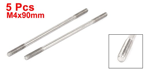M4x90mm 304 Oțel Inox Dublu Capăt Filetat Stud Screw Bolt 5Pcs