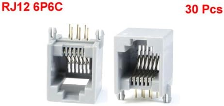 30 Pcs RJ12 6P6C Dator Internet Nätverk PCB Jack Socket Grå