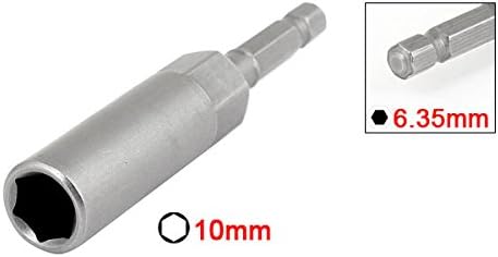 10mm Soket 1/4-inch Heks Bujur 150mm Panjang Nut Driver Adapter Bit Dril Abu-abu