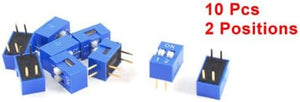 10 Pcs Blue Double Row 4 Pin 2 Positions 2.54mm Pitch DIP Switches