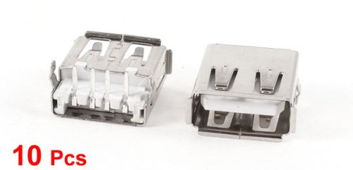 Yksiportainen USB naistoiminen Type A 4-pinninen DIP suorakulmainen pistoke, 10 kpl