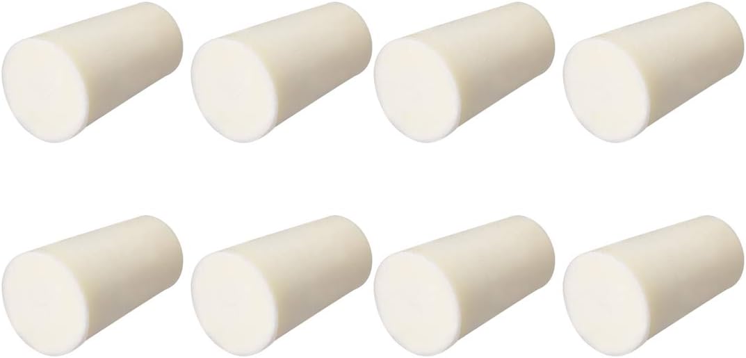 15-19mm Beige Drilled Silicone Stopper Plugs for Flask Test Tube Stopper 8pcs