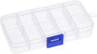 LinkMejor Clear Jewelry Box - Plastic Bead Storage Container, Earrings Storage Organizer with Adjustable Dividers, 10 Compartments