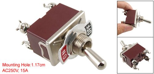 a10113000ux0239 Toggle Switch, AC 250V 15 Amp, Bat Handle On/Off DPST 4 Screw Terminals
