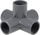 5-Way Elbow PVC Pipe Fitting Furniture Grade 25mm Size Tee Corner Fittings Gray 5Pcs