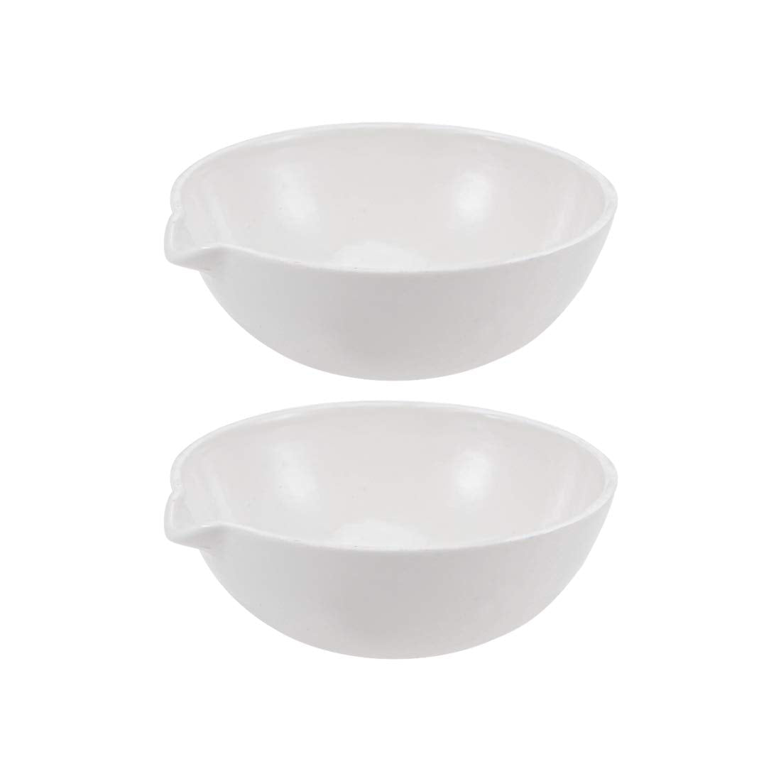 Evaporating Dish Basin High-Temperature Resist Porcelain 60ml Round Form with Spout 2pcs for Lab Supply Heating Liquid Scientific Teaching Experiments