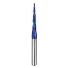 Tapered Ball Nose End Mill CNC Router Bit, 1/32" Radius 1/4" Shank Solid Carbide Nano Coated Upcut Spiral 3 Flutes Cutter Milling Tool, 1/16" Dia 3" Total Length