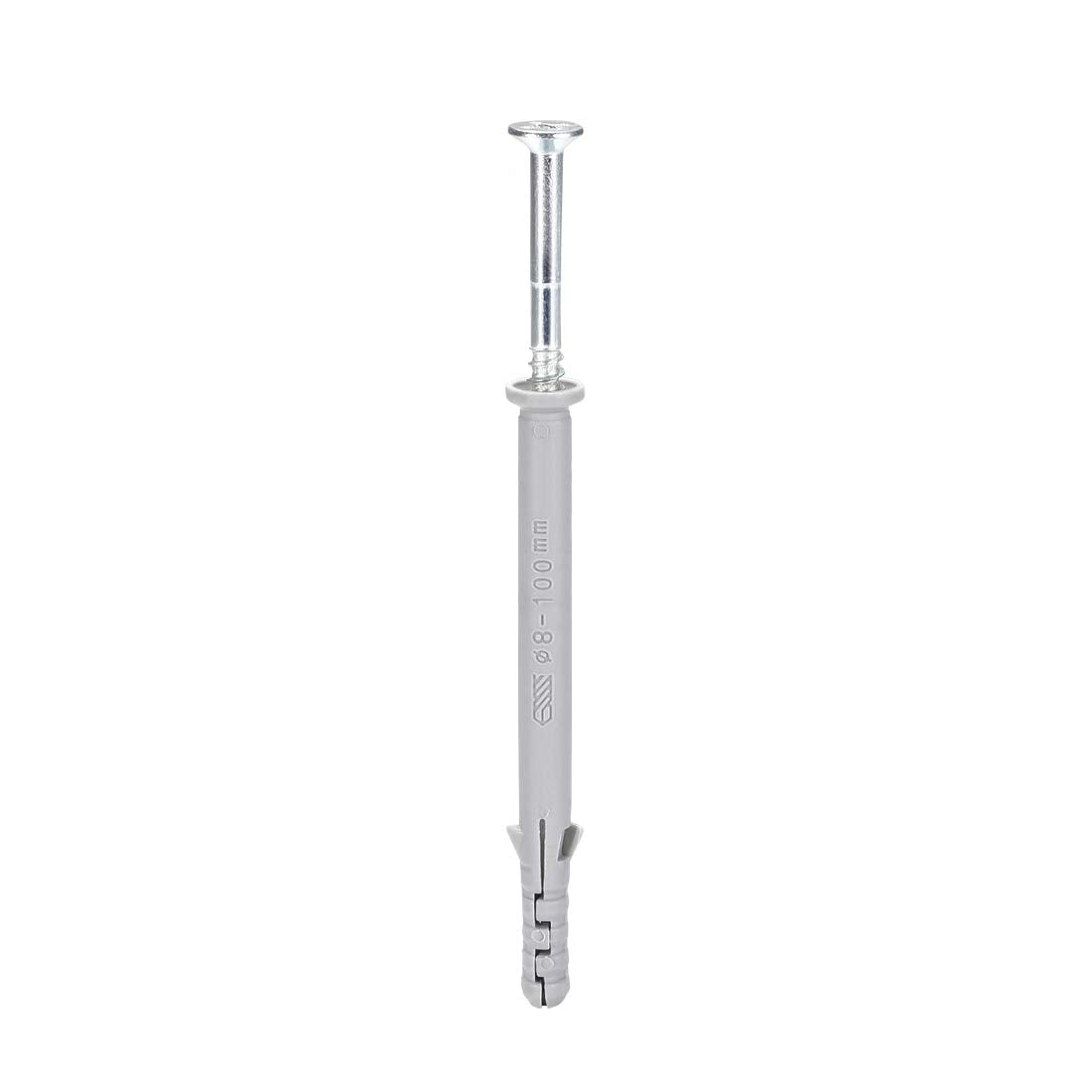 8x100mm Plastic Expansion Tube for Drywall with Screws Gray 10pcs