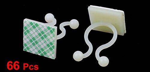 66 Pcs White Nylon Self-Adhesive Twist Locks Holder Cable Tie Clips