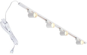 LinkMejor Plug in Track Lighting with Power Cord, 4-Light GU10 Track Lighting Kit with Track Rail, Modern Kitchen LED Track Lighting Fixtures Ceiling Wall Spot Light, 13FT Plug Cord, White (No Bulbs)