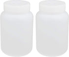 500ml PE Plastic Screw Cap Wide Mouth Cylinder Reagent Storage Bottle White 2pcs