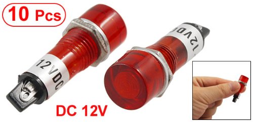 DC 12V Einbausignal-Indikator-Pilotlampe 10 Stück Rotes Licht