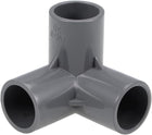 3-Way Elbow PVC Pipe Fitting Furniture Grade 20mm Size Tee Corner Fittings Gray 2Pcs