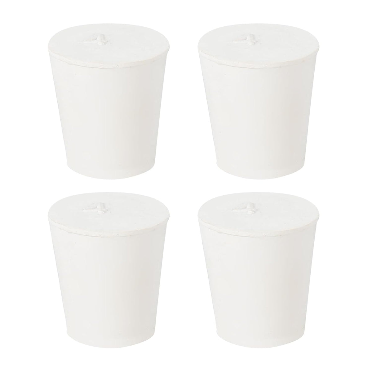 4Pcs Solid Rubber Stoppers, White 4# Tapered Lab Plugs Lab Seal Tube Stopper Plug for Industry and Laboratories, 26x19x28mm