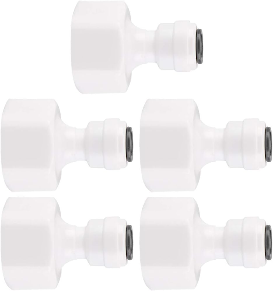 1/2 Inch BSP Female - 1/4 Inch Tube OD Straight Quick Connect Water Purifiers Tube Fittings Push in To Connector Filter Tube Quick Connector for RO Reverse Osmosis System 5pcs